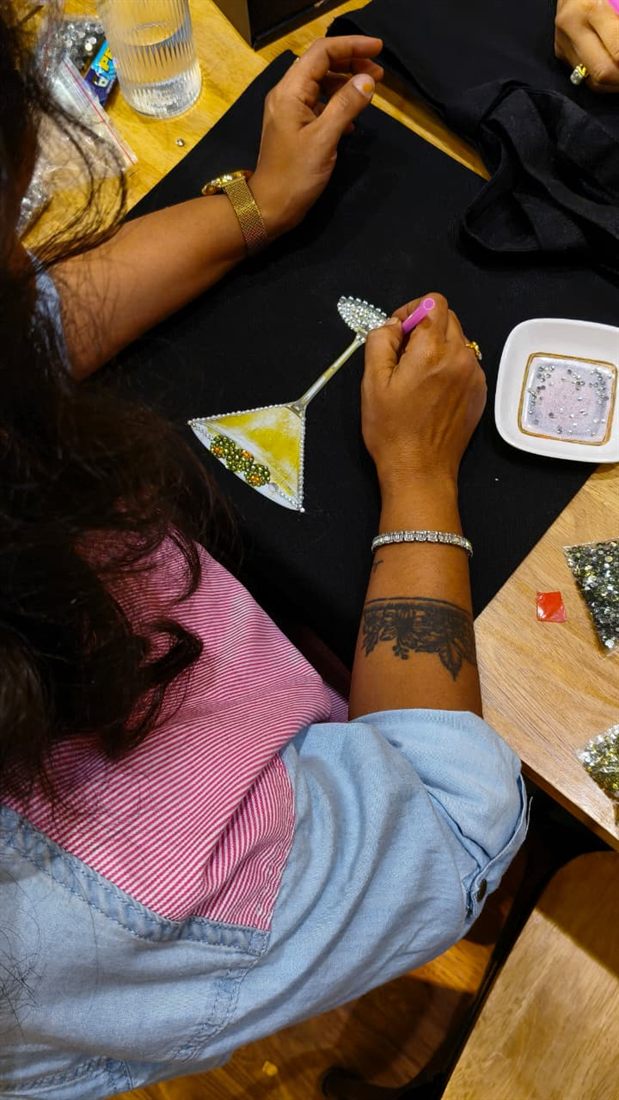 Creating art at a workshop